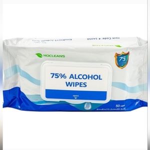 Hocleans 75% Alcohol Wipes, 50 count, 24 packs of 50 (1200 Wipes), White